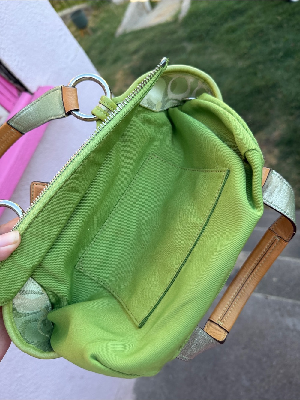 RARE 2004 Coach 5621 Soho Signature Optic Ladybug Tote Green Y2K🐞💚 - Picture 14 of 17